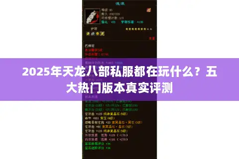 2025年天龙八部私服都在玩什么？五大热门版本真实评测
