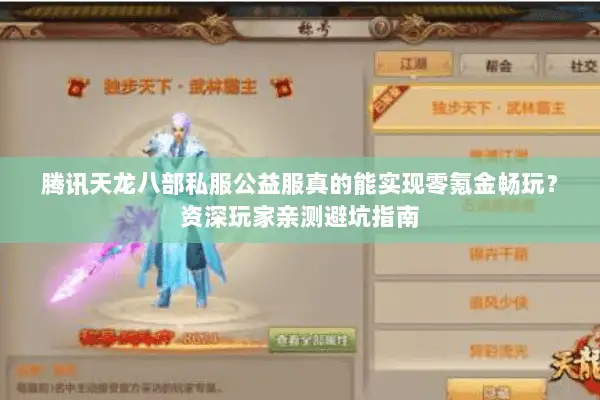 腾讯天龙八部私服公益服真的能实现零氪金畅玩？资深玩家亲测避坑指南