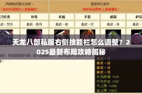 天龙八部私服右侧技能栏怎么调整？2025最新布局攻略揭秘