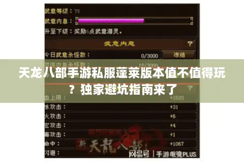 天龙八部手游私服蓬莱版本值不值得玩?独家避坑指南来了 天龙八部手游私服蓬莱版本值不值得玩?独家避坑指南来了