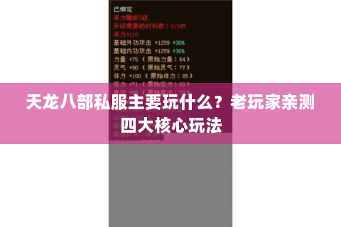 天龙八部私服主要玩什么？老玩家亲测四大核心玩法