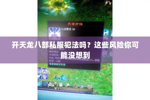开天龙八部私服犯法吗？这些风险你可能没想到