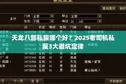 天龙八部私服哪个好?2025老司机私藏3大避坑定律 天龙八部私服哪个好?2025老司机私藏3大避坑定律