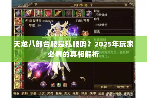 天龙八部台服是私服吗？2025年玩家必看的真相解析