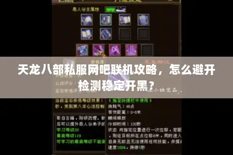 天龙八部私服网吧联机攻略，怎么避开检测稳定开黑？