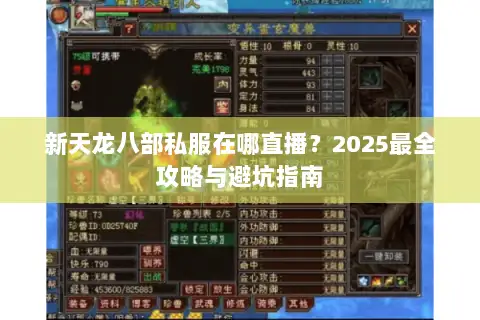 新天龙八部私服在哪直播？2025最全攻略与避坑指南