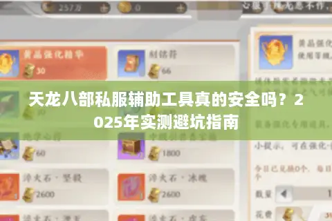 天龙八部私服辅助工具真的安全吗？2025年实测避坑指南