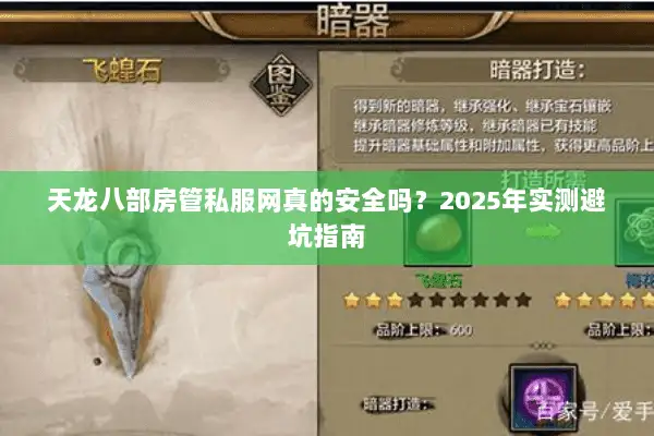 天龙八部房管私服网真的安全吗?2025年实测避坑指南 天龙八部房管私服网真的安全吗?2025年实测避坑指南