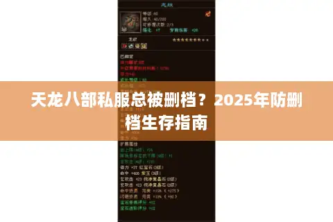 天龙八部私服总被删档？2025年防删档生存指南