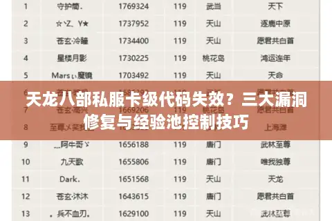 天龙八部私服卡级代码失效？三大漏洞修复与经验池控制技巧