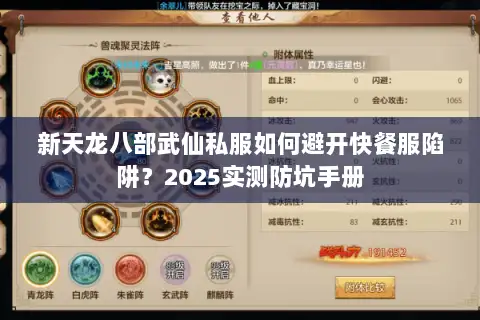 新天龙八部武仙私服如何避开快餐服陷阱？2025实测防坑手册