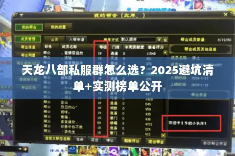 天龙八部私服群怎么选？2025避坑清单+实测榜单公开