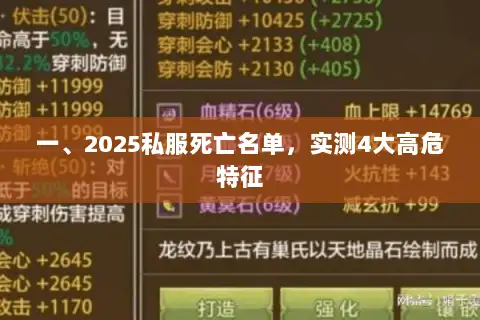 一、2025私服死亡名单,实测4大高危特征 一、2025私服死亡名单,实测4大高危特征