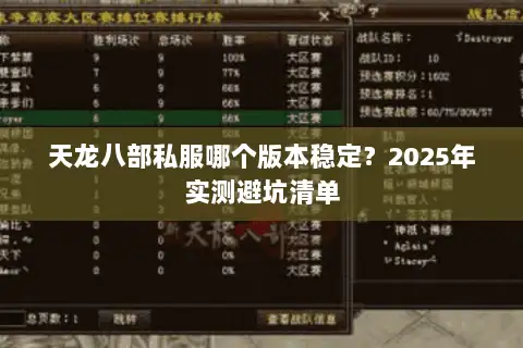 天龙八部私服哪个版本稳定?2025年实测避坑清单 天龙八部私服哪个版本稳定?2025年实测避坑清单