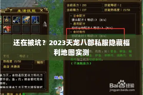 还在被坑？2023天龙八部私服隐藏福利地图实测