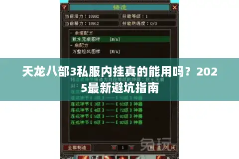 天龙八部3私服内挂真的能用吗?2025最新避坑指南 天龙八部3私服内挂真的能用吗?2025最新避坑指南