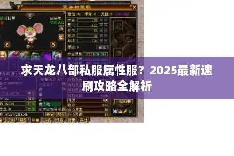 求天龙八部私服属性服?2025最新速刷攻略全解析 求天龙八部私服属性服?2025最新速刷攻略全解析