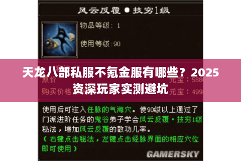 天龙八部私服不氪金服有哪些?2025资深玩家实测避坑 天龙八部私服不氪金服有哪些?2025资深玩家实测避坑
