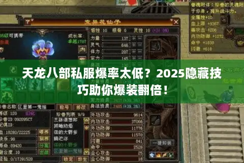 天龙八部私服爆率太低？2025隐藏技巧助你爆装翻倍！