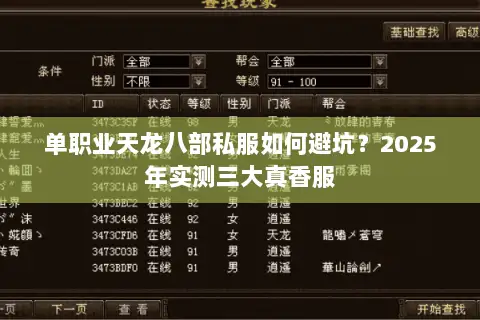 单职业天龙八部私服如何避坑？2025年实测三大真香服