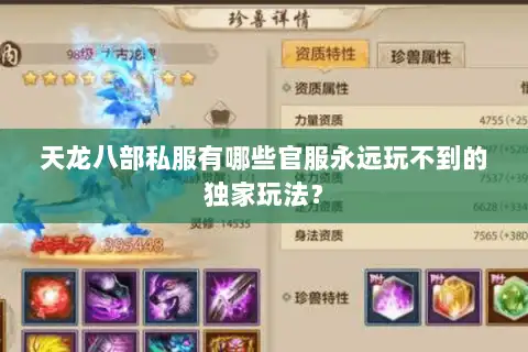 天龙八部私服有哪些官服永远玩不到的独家玩法？