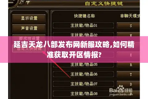 延吉天龙八部发布网新服攻略,如何精准获取开区情报?