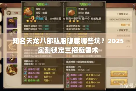 知名天龙八部私服隐藏哪些坑？2025实测锁定三招避雷术