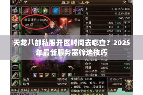 天龙八部私服开区时间去哪查？2025年最新服务器筛选技巧