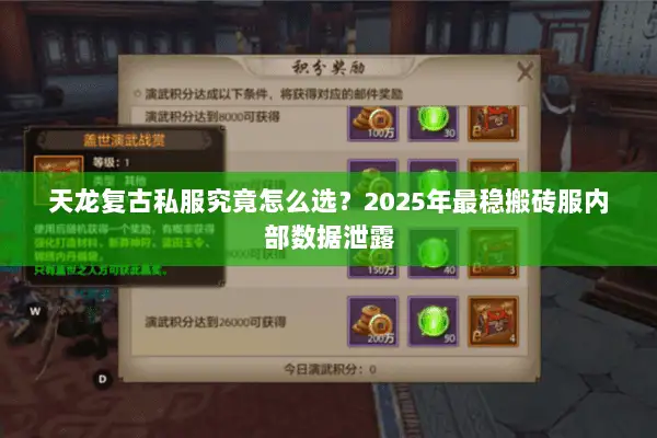 天龙复古私服究竟怎么选?2025年最稳搬砖服内部数据泄露 天龙复古私服究竟怎么选?2025年最稳搬砖服内部数据泄露