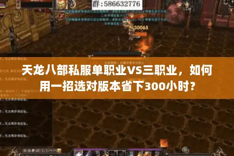 天龙八部私服单职业VS三职业,如何用一招选对版本省下300小时? 天龙八部私服单职业VS三职业,如何用一招选对版本省下300小时?