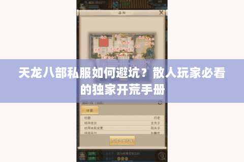 天龙八部私服如何避坑？散人玩家必看的独家开荒手册