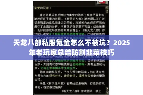 天龙八部私服氪金怎么不被坑?2025年老玩家总结防割韭菜技巧 天龙八部私服氪金怎么不被坑?2025年老玩家总结防割韭菜技巧