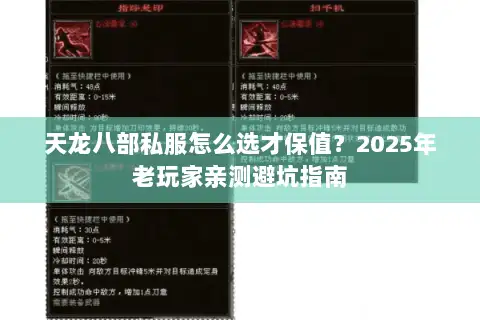 天龙八部私服怎么选才保值？2025年老玩家亲测避坑指南