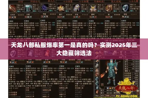 天龙八部私服爆率第一是真的吗？实测2025年三大隐藏筛选法
