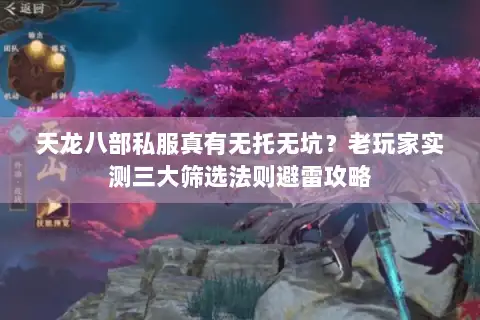天龙八部私服真有无托无坑？老玩家实测三大筛选法则避雷攻略