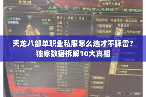 天龙八部单职业私服怎么选才不踩雷?独家数据拆解10大真相 天龙八部单职业私服怎么选才不踩雷?独家数据拆解10大真相