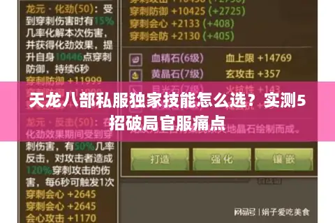 天龙八部私服独家技能怎么选?实测5招破局官服痛点 天龙八部私服独家技能怎么选?实测5招破局官服痛点