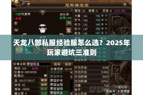 天龙八部私服经验服怎么选?2025年玩家避坑三准则 天龙八部私服经验服怎么选?2025年玩家避坑三准则