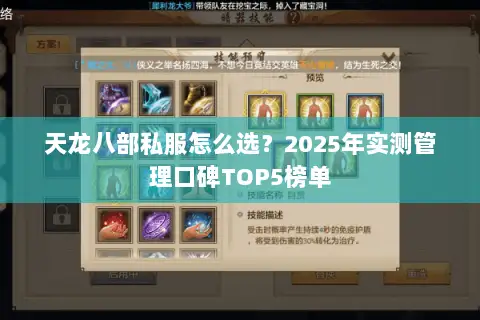 天龙八部私服怎么选?2025年实测管理口碑TOP5榜单 天龙八部私服怎么选?2025年实测管理口碑TOP5榜单