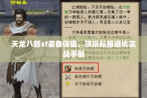 天龙八部sf装备保值，顶级私服避坑实战手册