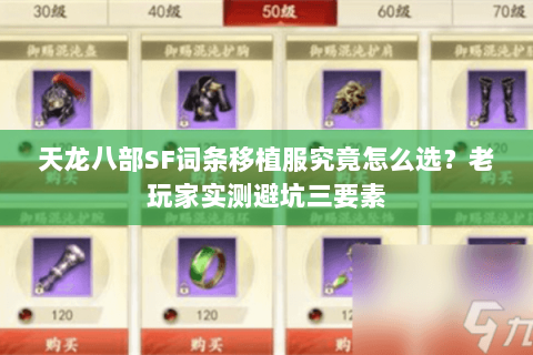 天龙八部SF词条移植服究竟怎么选？老玩家实测避坑三要素