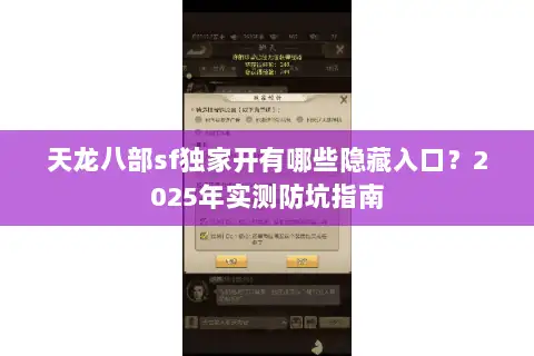 天龙八部sf独家开有哪些隐藏入口？2025年实测防坑指南