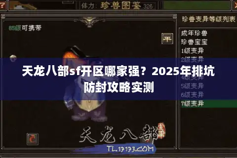 天龙八部sf开区哪家强?2025年排坑防封攻略实测 天龙八部sf开区哪家强?2025年排坑防封攻略实测