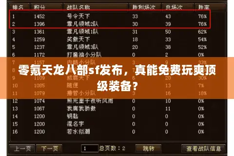 零氪天龙八部sf发布,真能免费玩爽顶级装备? 零氪天龙八部sf发布,真能免费玩爽顶级装备?
