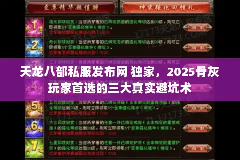 天龙八部私服发布网 独家，2025骨灰玩家首选的三大真实避坑术