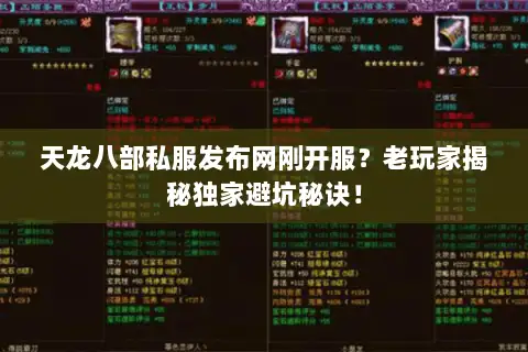 天龙八部私服发布网刚开服？老玩家揭秘独家避坑秘诀！