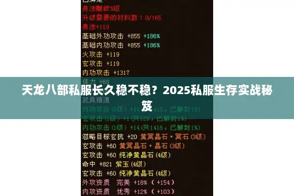 天龙八部私服长久稳不稳?2025私服生存实战秘笈 天龙八部私服长久稳不稳?2025私服生存实战秘笈