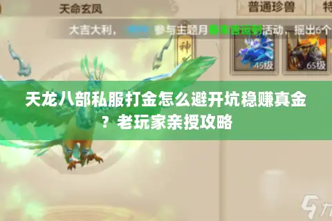 天龙八部私服打金怎么避开坑稳赚真金？老玩家亲授攻略