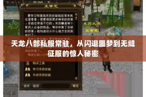 天龙八部私服常驻,从闪退噩梦到无缝征服的惊人秘密 天龙八部私服常驻,从闪退噩梦到无缝征服的惊人秘密