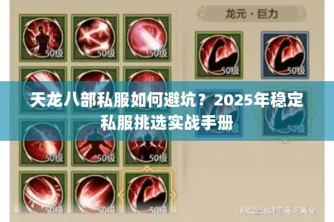 天龙八部私服如何避坑？2025年稳定私服挑选实战手册